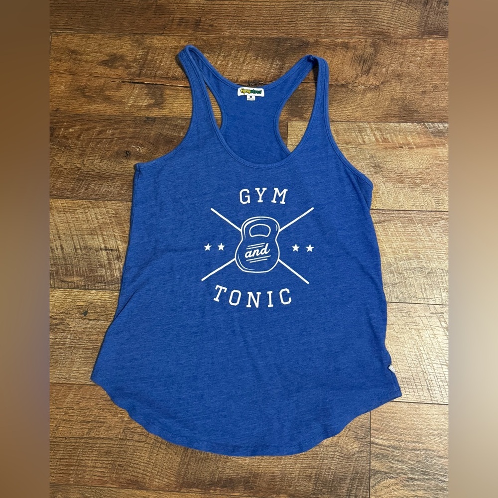 Tipsy Elves Blue Sleeveless Gym & Tonic Tank Top
